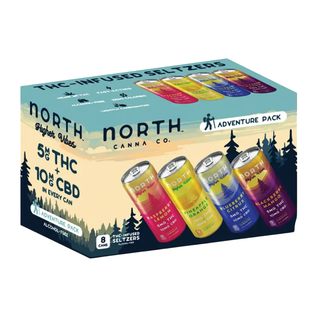 North THC Infused Seltzer 5mg THC Adventure Pack 8x12oz Cans