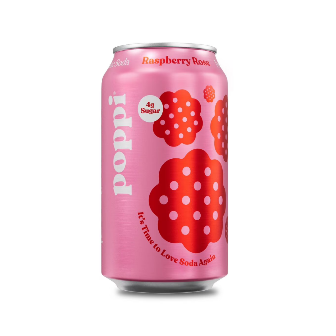 Poppi Raspberry Rose Prebiotic Soda 12oz Can