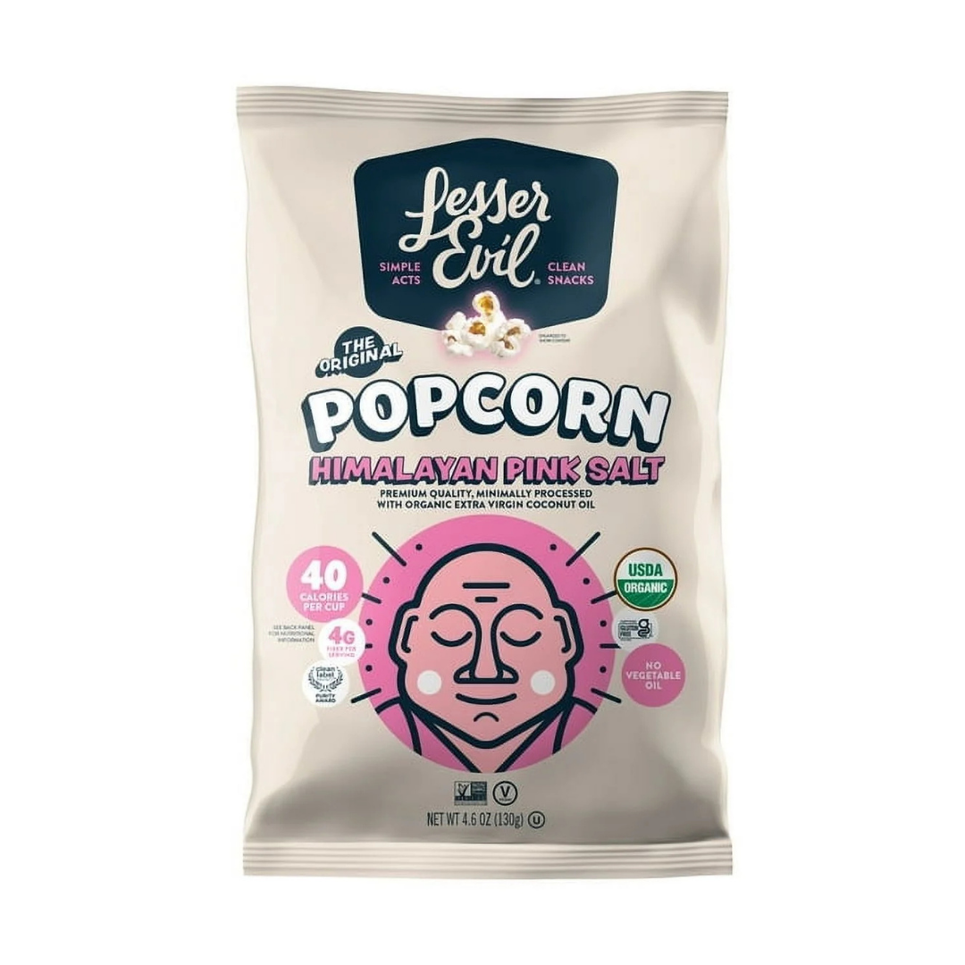 Lesser Evil Organic Himalayan Pink Salt Popcorn 4.6oz Bag