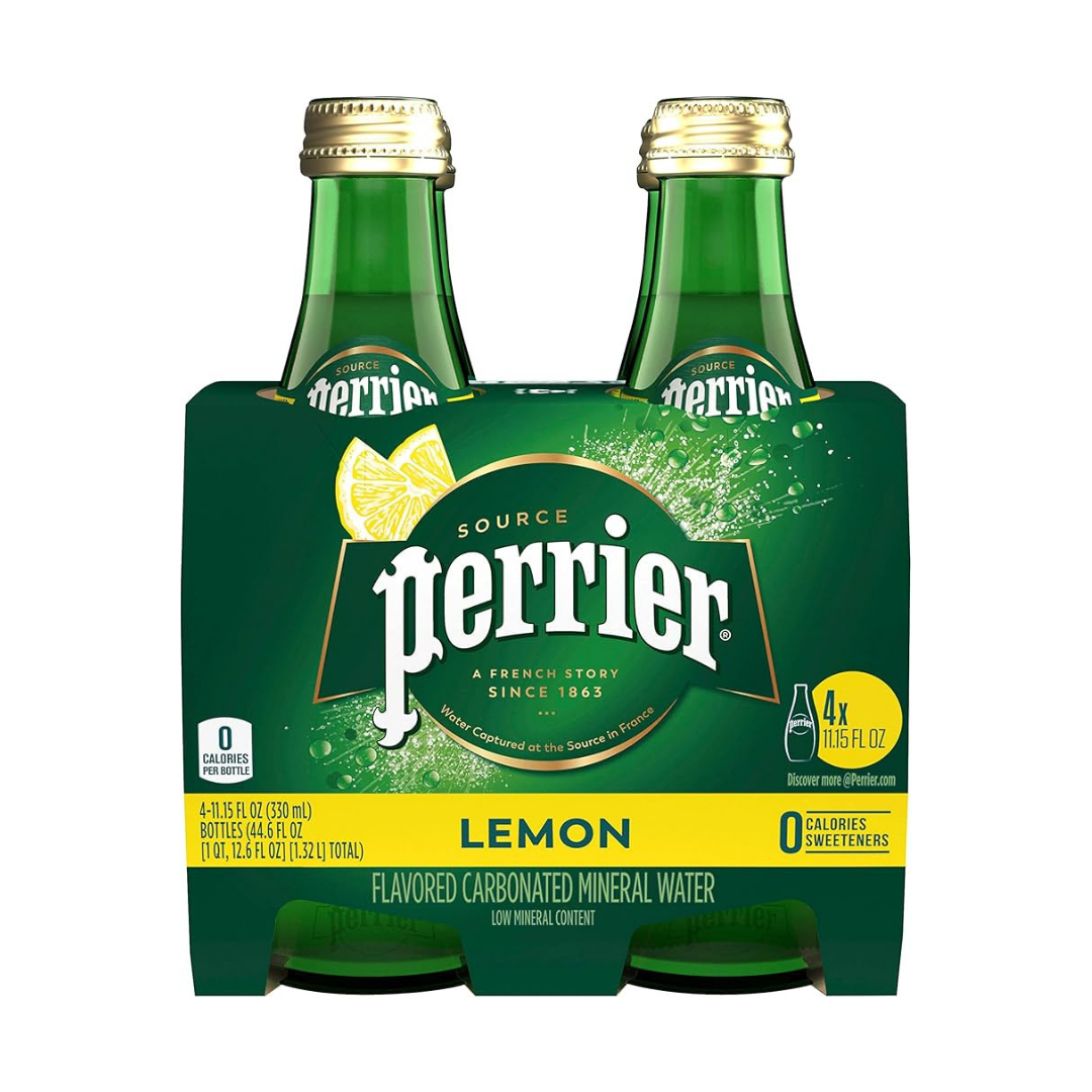 Perrier Carbonated Mineral Water 4x11oz Glass Bottles