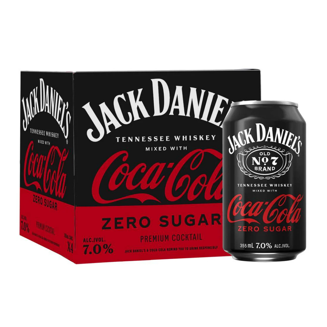 Jack Daniel's & Zero Coca Cola 4x355ml Cans