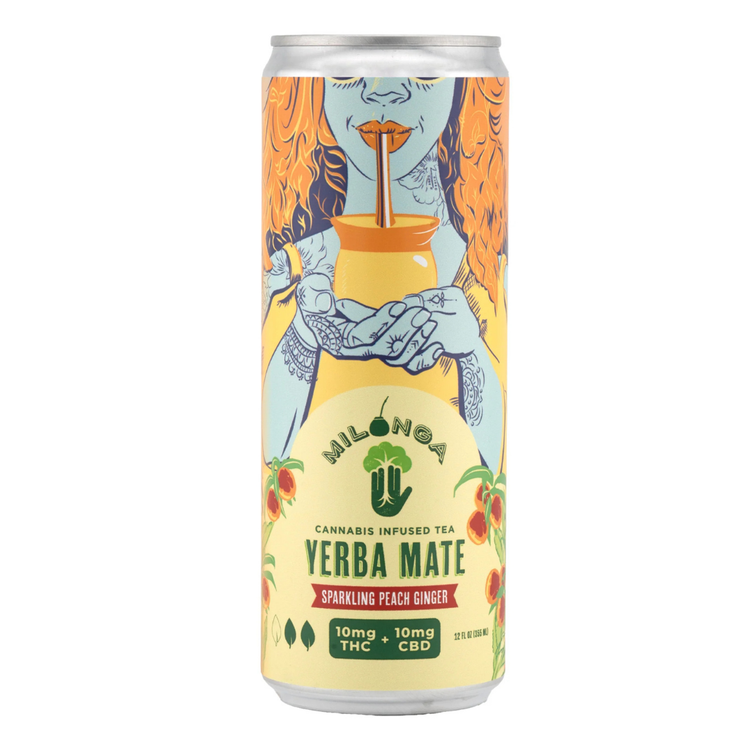 Milonga Yerba Mate Sparkling Peach Ginger 12oz Can