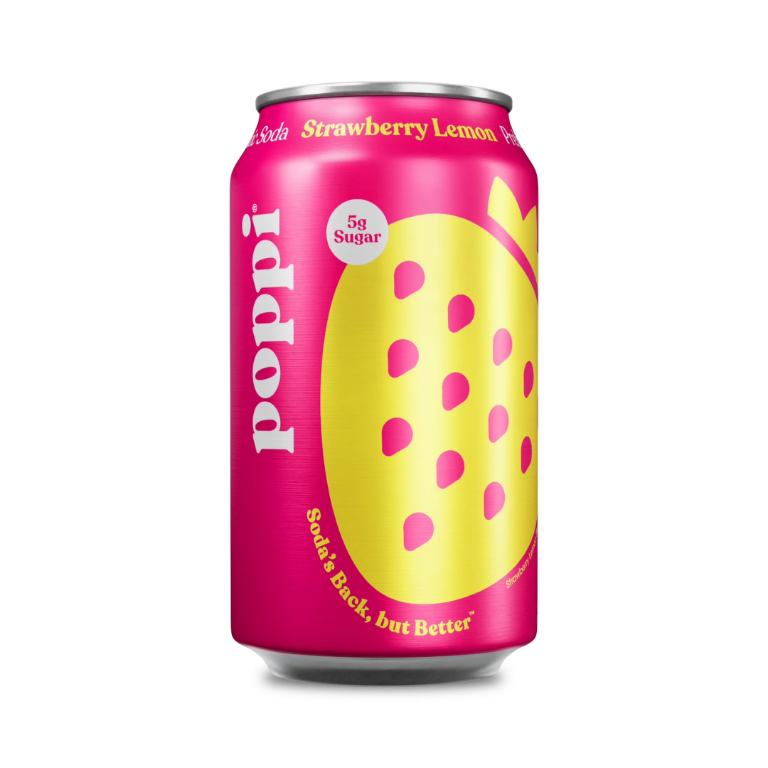 Poppi Strawberry Lemon Prebiotic Soda 12oz Can