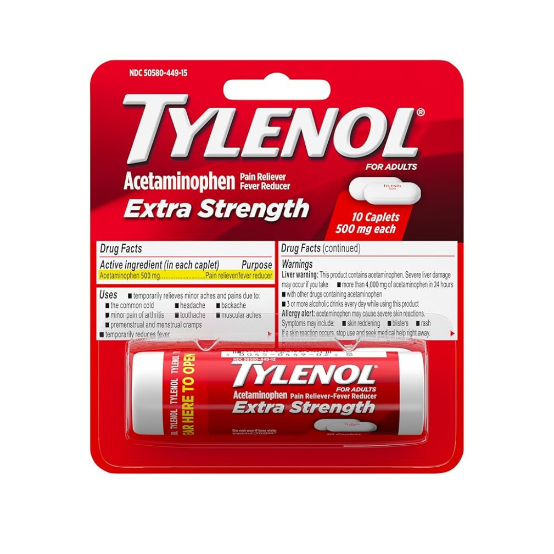 Tylenol Extra Strength 10 Caplets 500ml each