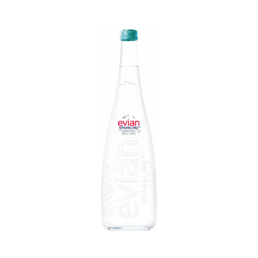 Evian Water Glass Bottle 750ml