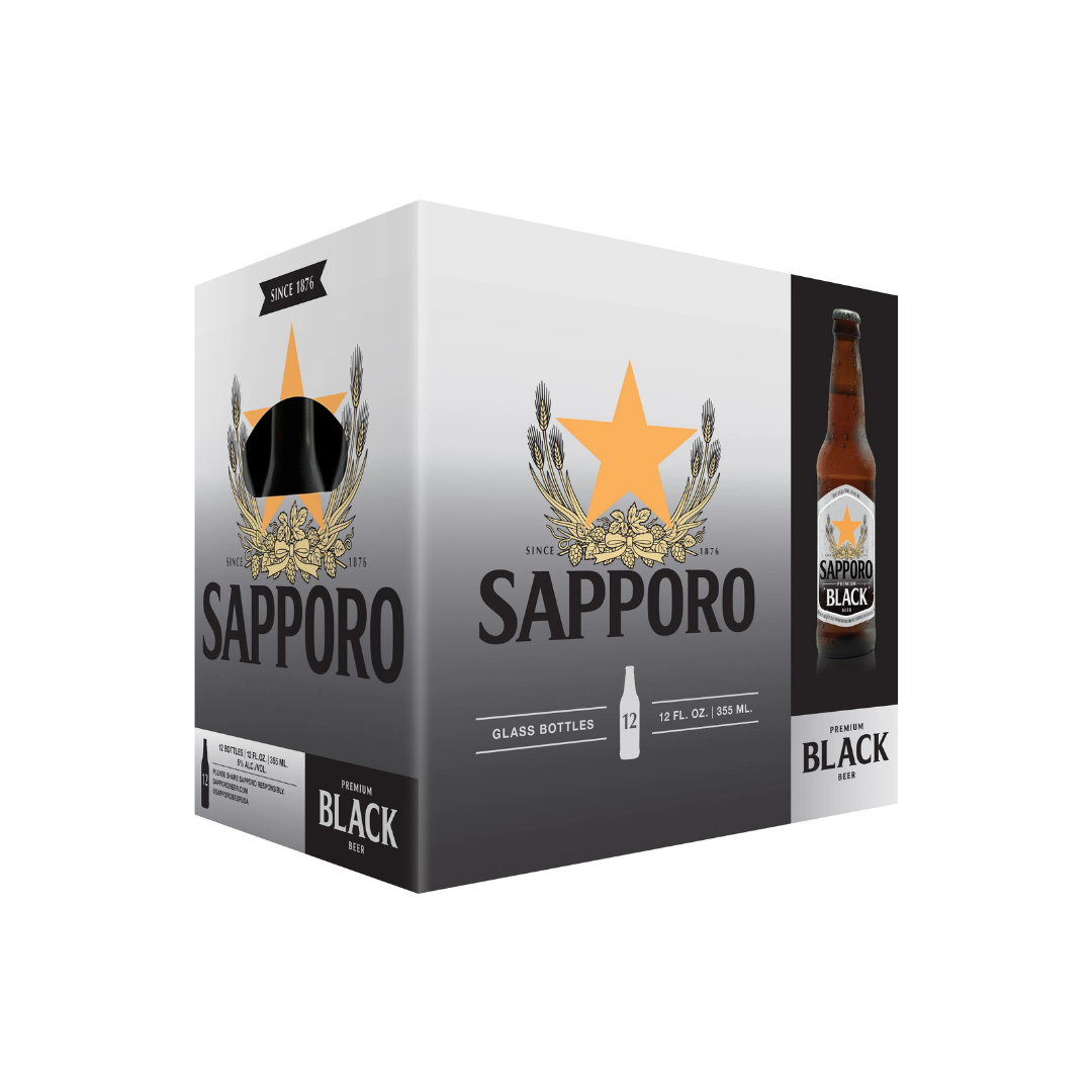 Sapporo Premium Black 12x12oz Bottles
