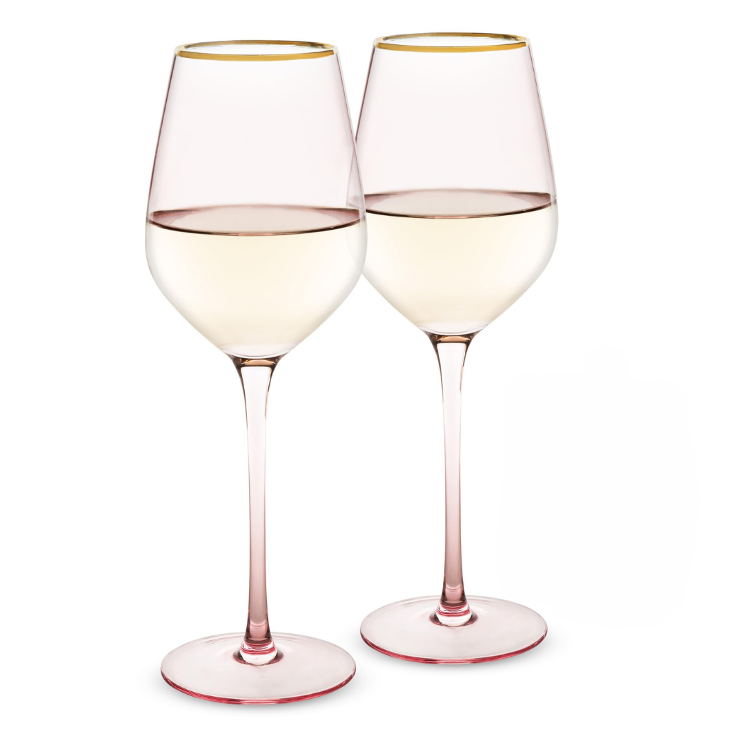 Rose Crystal White Wine Glasses Set