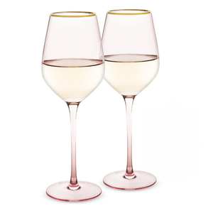 Rose Crystal White Wine Glasses Set